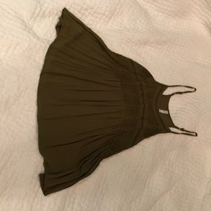 olive green lace tank top (M)